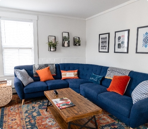 wholesome and nice interior of suburban home with couch